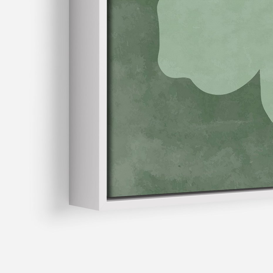 Obraz w ramie 70x100 - Kształty Zieleni - abstrakcyjny kształt, zielony plakat - rama biała