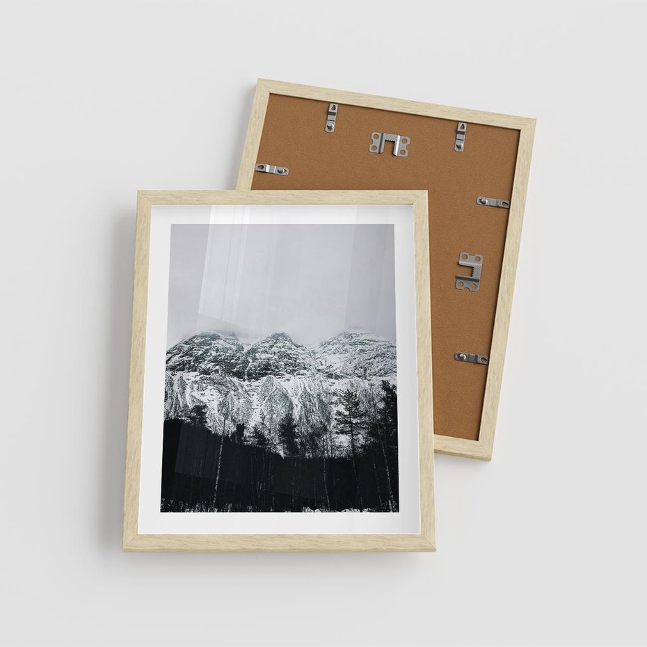 Plakat w ramie 40x50 - Zimowe Uroki Gór - góry ośnieżone, krajobraz górski - rama drewno