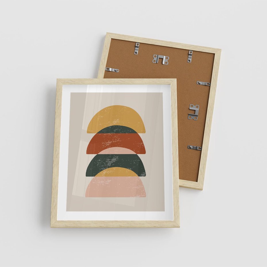 Plakat w ramie 40x50 - Energetyczne Wzory - nowoczesny plakat, abstrakcyjne kształty - rama drewno