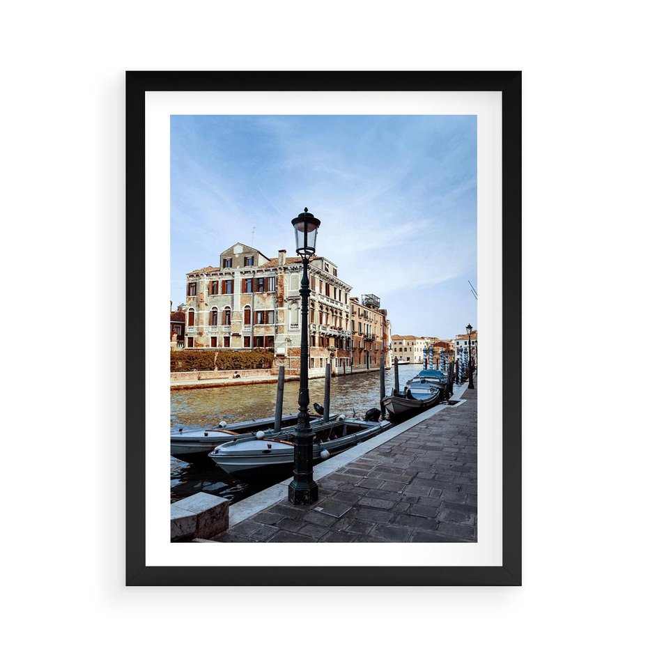 Plakat w ramie 50x70 - Kanały Wenecji - Wenecja, kanały - rama czarna