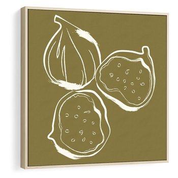 Obraz w ramie 80x80 - Podróżne Barwy - figi, minimalistyczny styl - rama drewno
