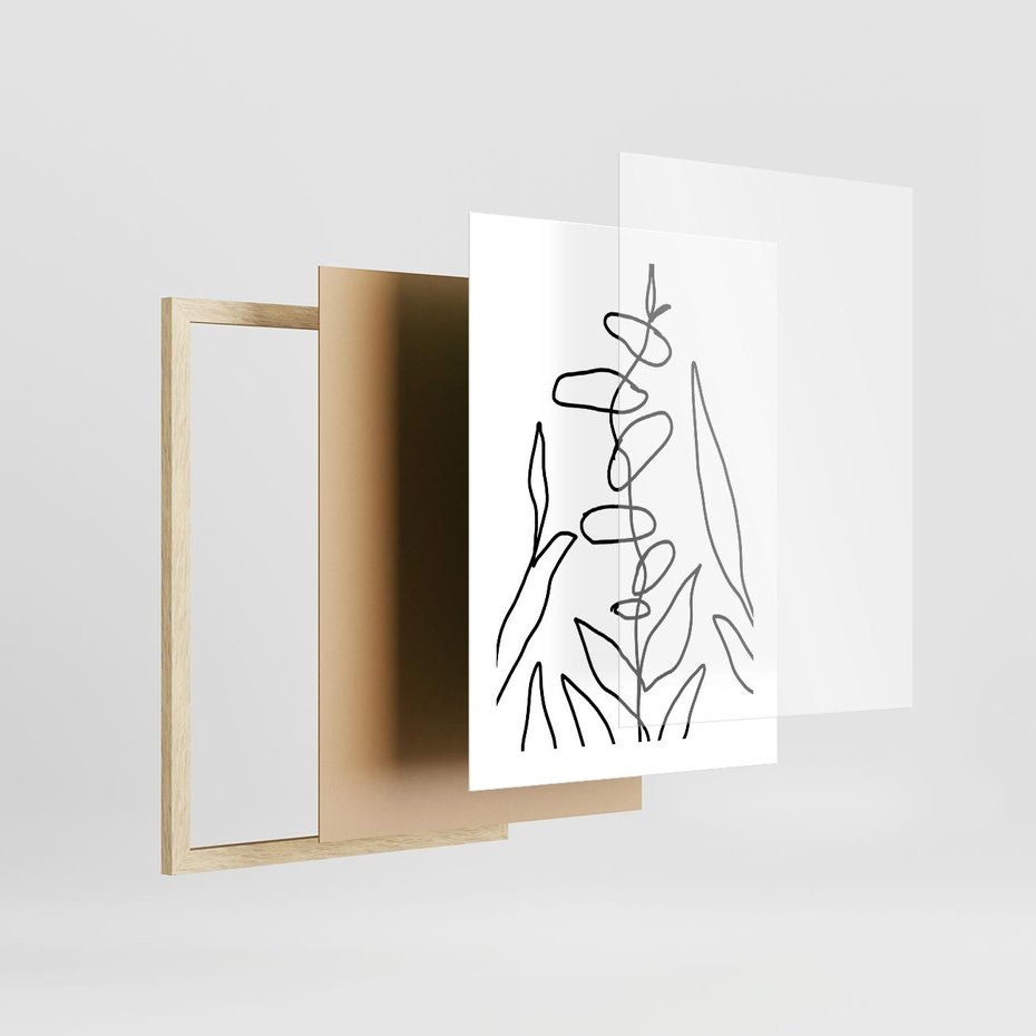 Plakat w ramie 30x40 - Liście Mocy - mroczna sztuka, minimalizm - rama drewno