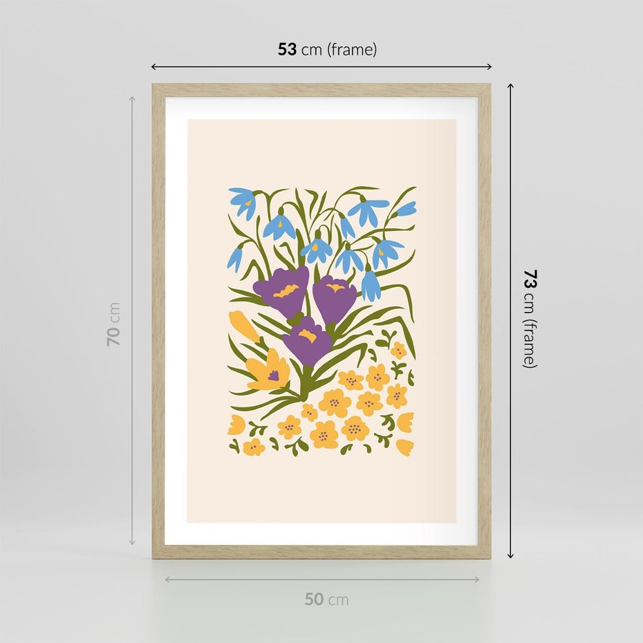Plakat w ramie 50x70 - Kwiatowe Przenikanie - kwiaty, sztuka nowoczesna - rama drewno