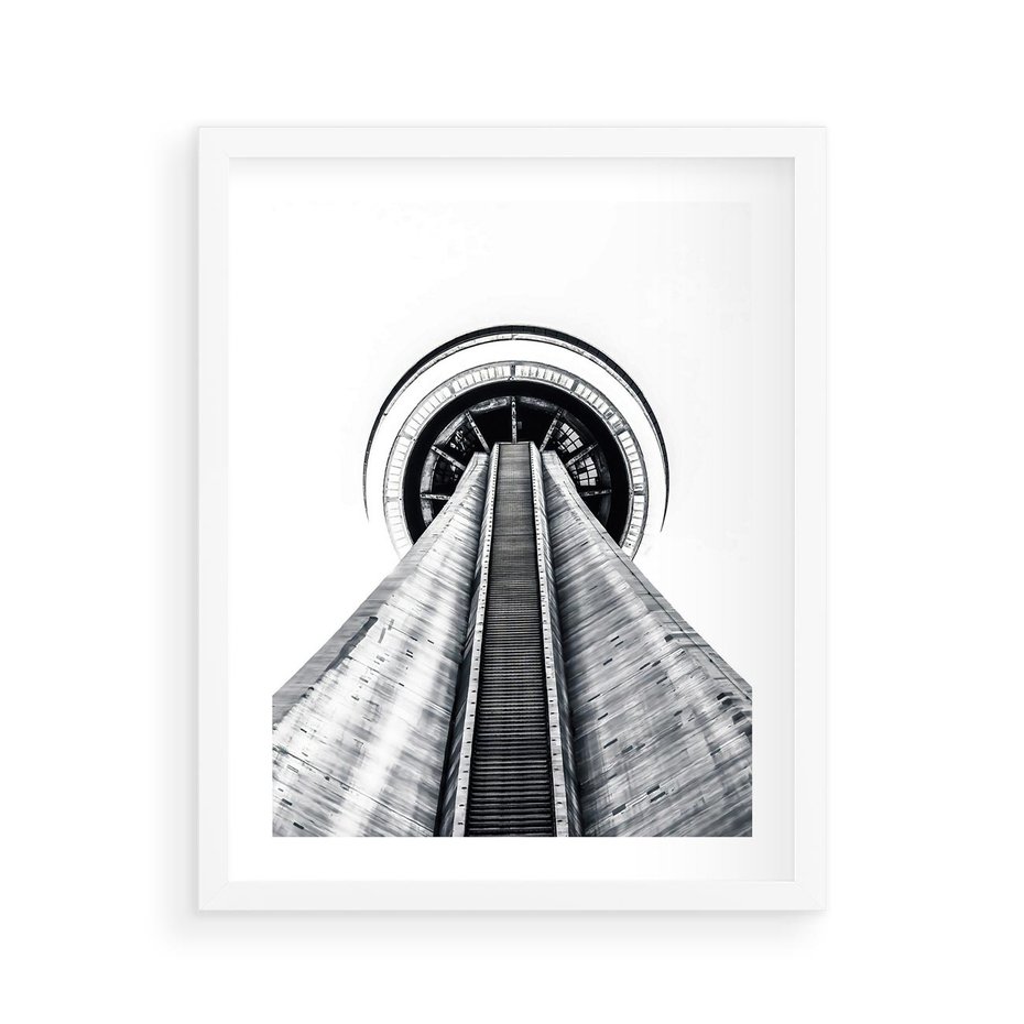 Plakat w ramie 40x50 - Perspektywa Wieży - architektura, wieża - rama biała