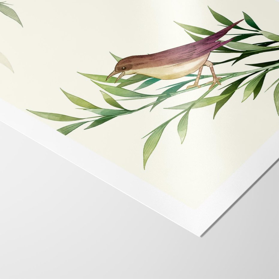 Plakat bez ramy 21x30 - Roślinne Nastroje - japońska sztuka, ptak