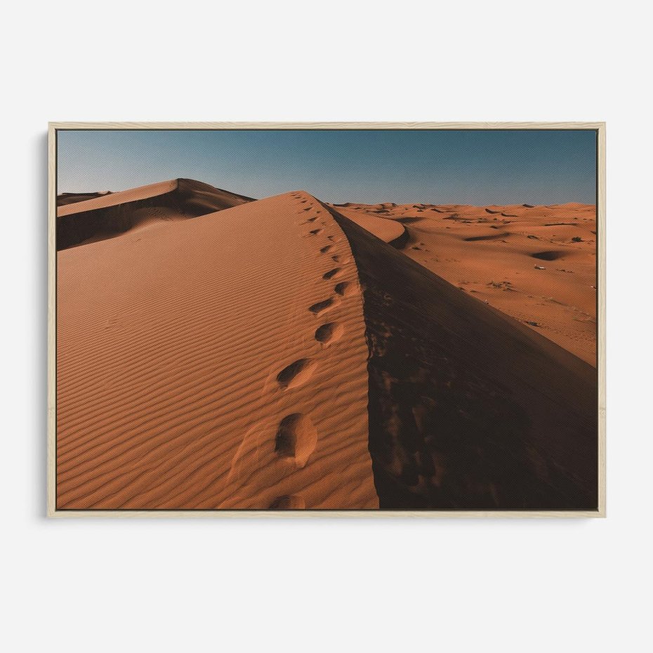 Obraz w ramie 70x50 - Piasek pustyni w ogniu - pustynia, piasek - rama drewno