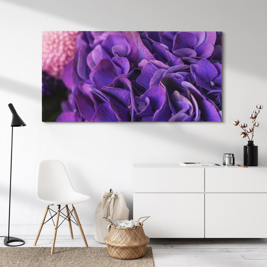 Obraz na płótnie 120x60 - Fioletowa hortensja - kwiaty, hortensja