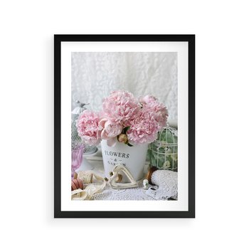 Plakat w ramie 50x70 - Miłość w powietrzu - kwiaty, romantyczne - rama czarna