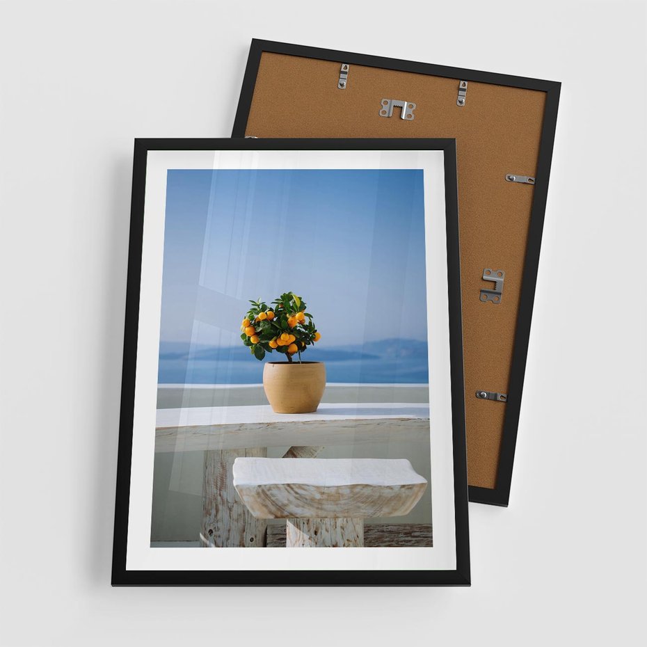 Plakat w ramie 50x70 - Uroki Santorini - Santorini, Grecja - rama czarna