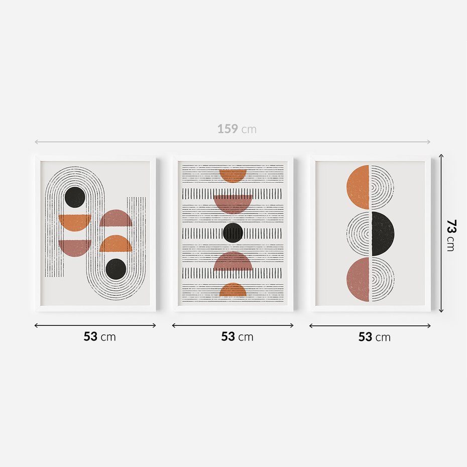 Zestaw obrazy w ramie 50x70 galeria - Geometryczne, scandi, minimalizm - rama biała