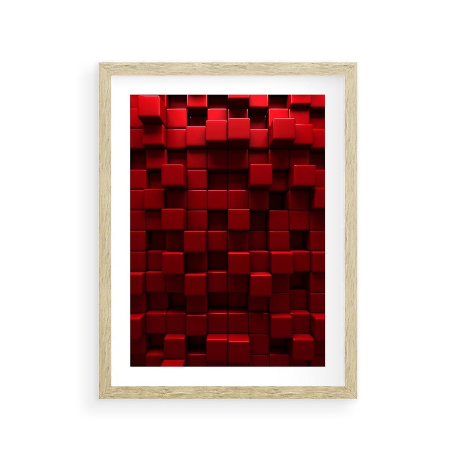 Plakat w ramie 30x40 - Geometryczne 3D: wizja przestrzeni - geometryczne, 3D - rama drewno