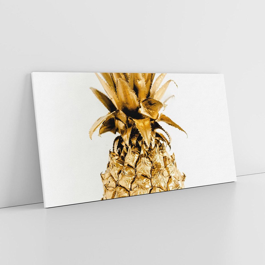 Obraz na płótnie 140x70 - Ekskluzywny Akcent - złoty, ananas