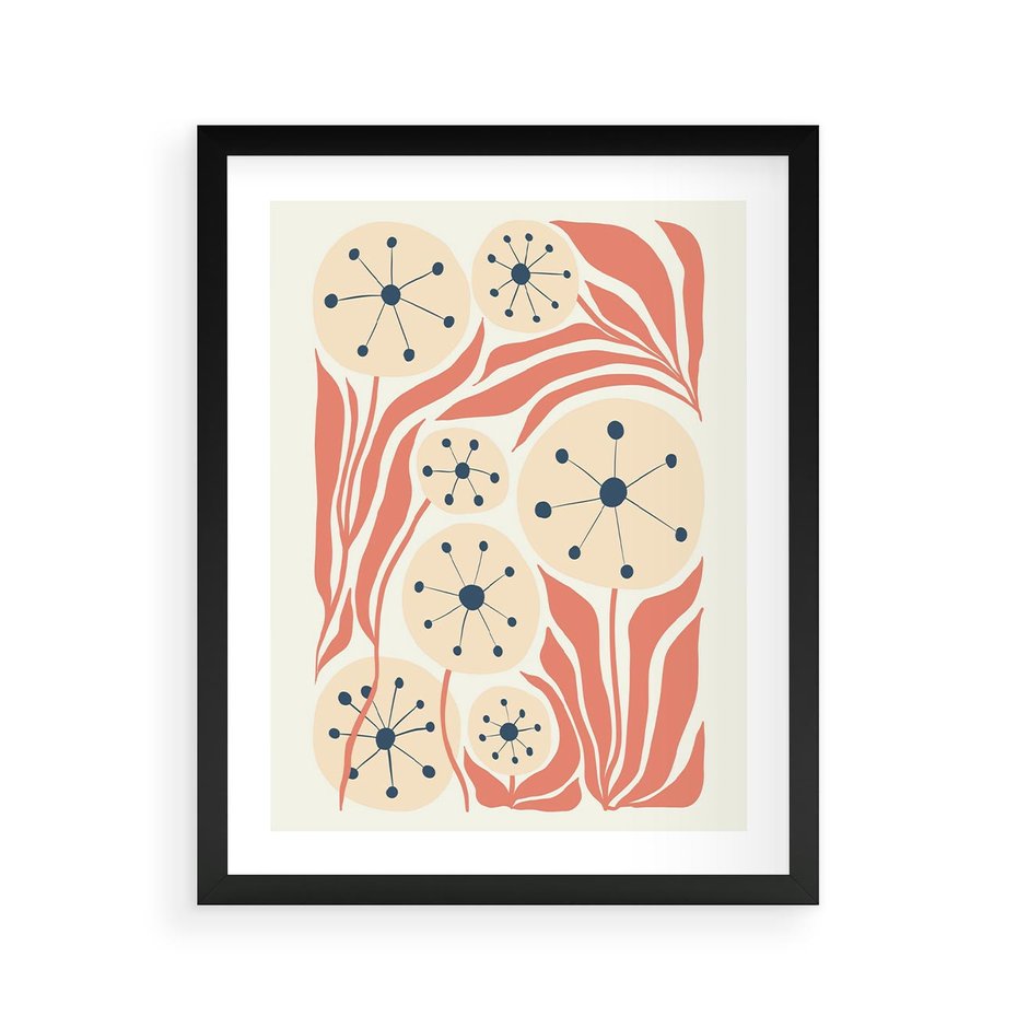 Plakat w ramie 40x50 - Impresje Harmonii - abstrakcyjne kwiaty, rośliny - rama czarna