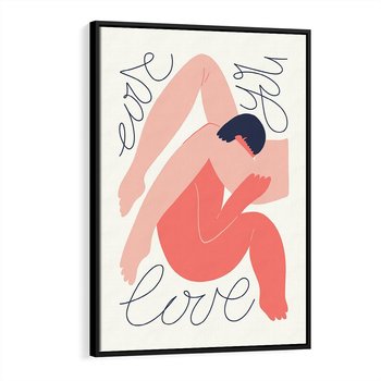 Obraz w ramie 70x100 - Dźwięk ciszy na płótnie - para zakochanych, graficzny obraz - rama czarna