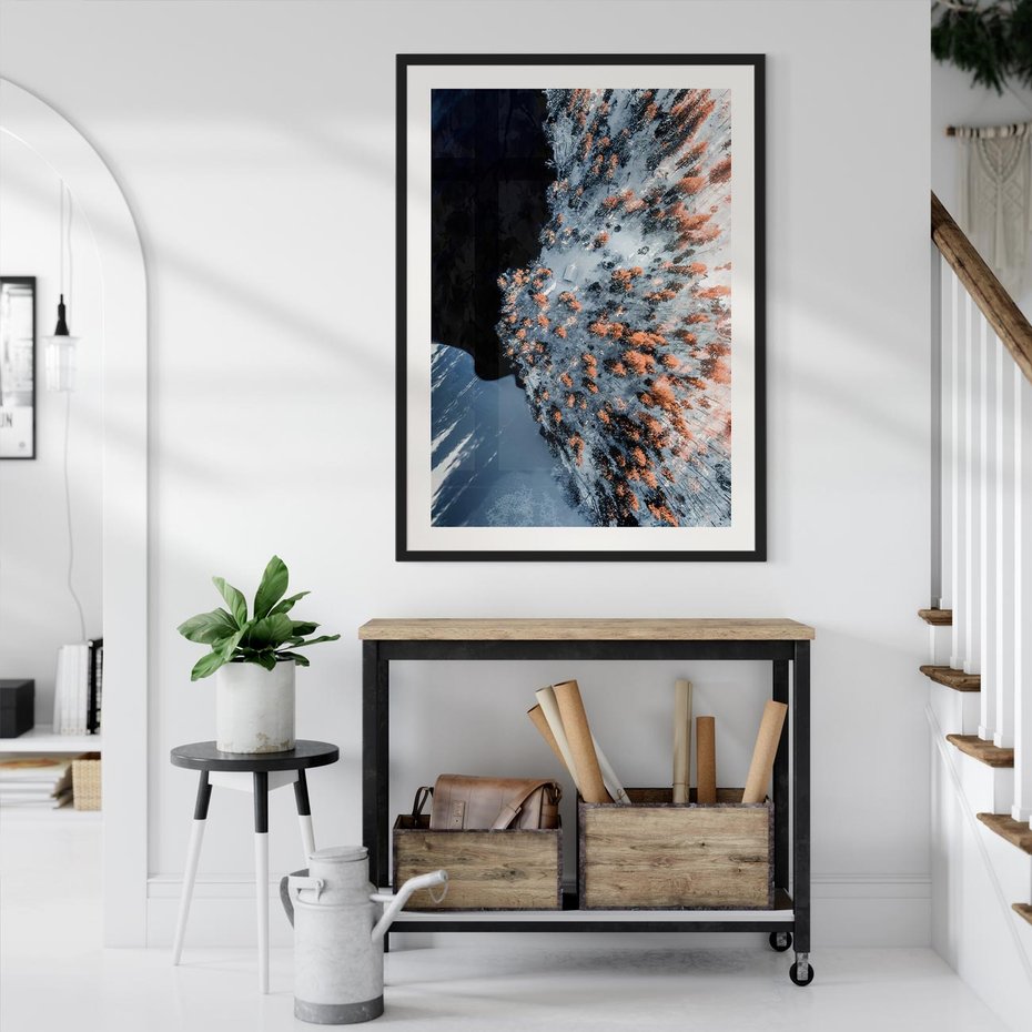 Plakat bez ramy 50x70 - Lot Ptaka - zima, zimowy krajobraz