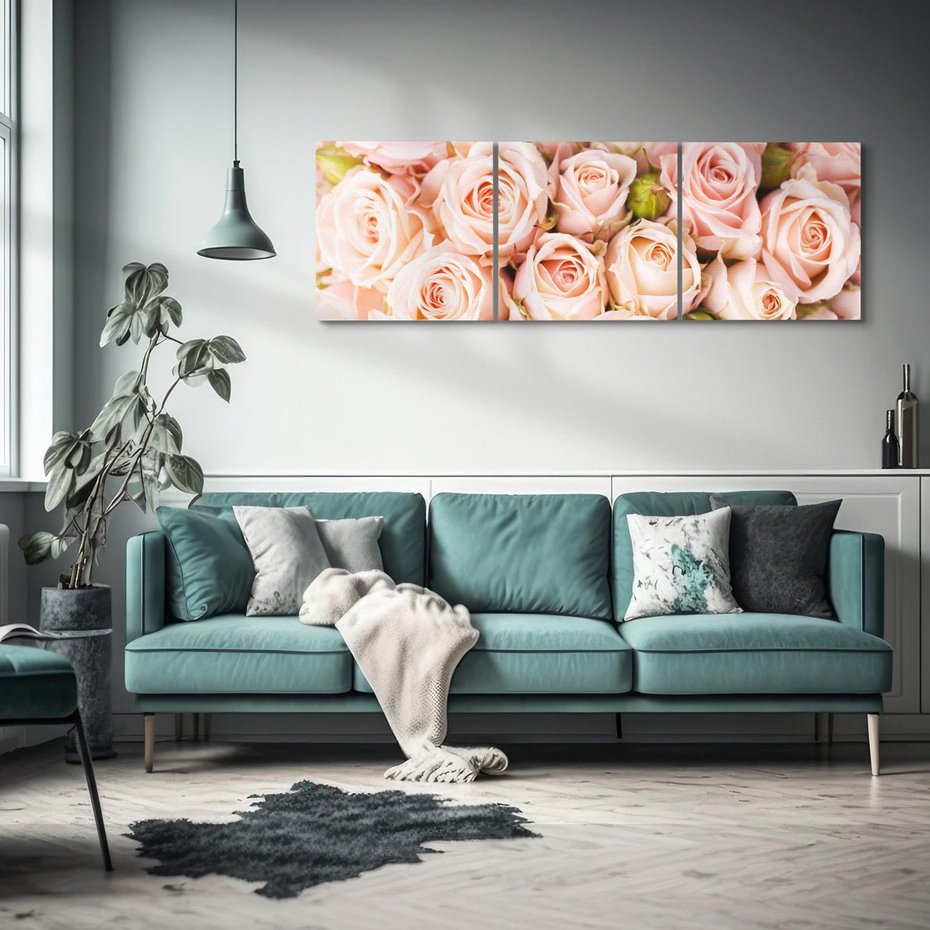 Obraz na płótnie 120x40 - Delikatność róż - piękno natury - róże, kwiaty