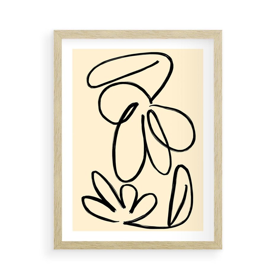 Plakat w ramie 50x70 - Złamane Granice - abstrakcyjna sztuka, przypominająca kwiat - rama drewno