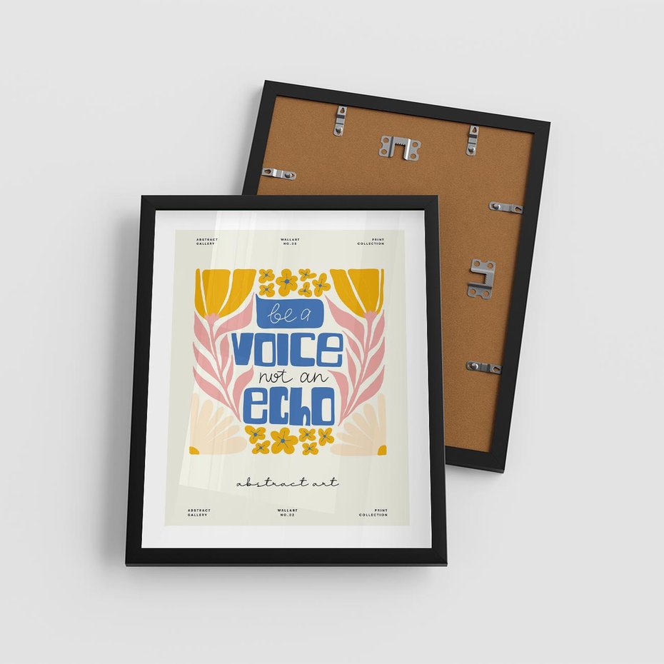 Plakat w ramie 40x50 - Złote Impulsy - typografia, kwiaty - rama czarna