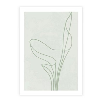 Plakat bez ramy 50x70 - Zielona Równowaga Linii - abstrakcyjne delikatne zielone linie, nowoczesny plakat
