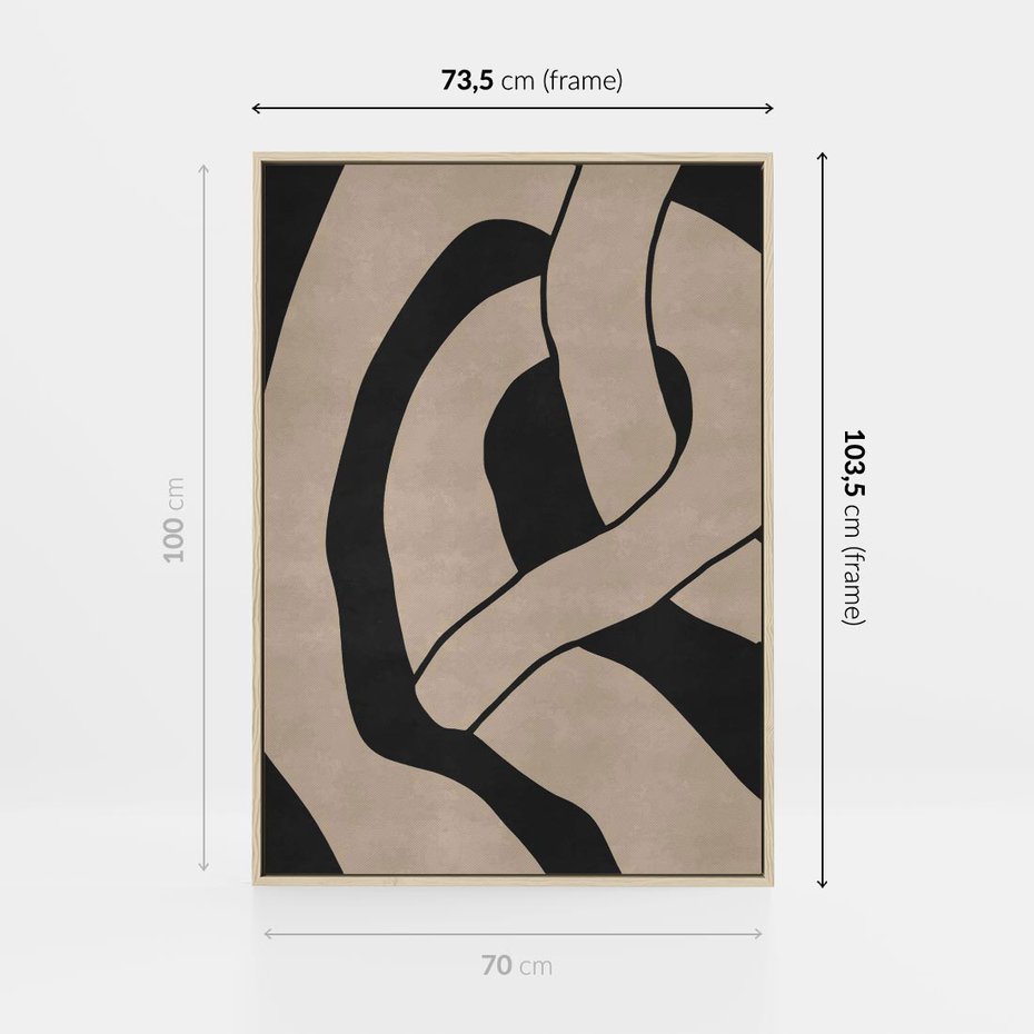 Obraz w ramie 70x100 - Obce Wariacje - abstrakcyjne linie, mroczny plakat - rama drewno