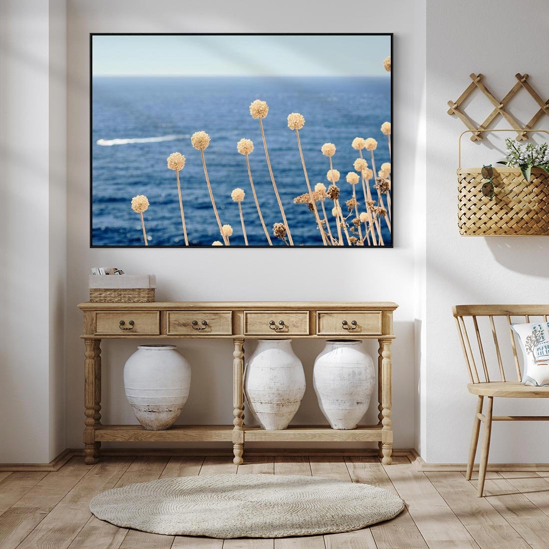 Obraz w ramie 70x50 - Kontrasty Natury - fotografia, pierwszy plan sucha roślinność - rama czarna