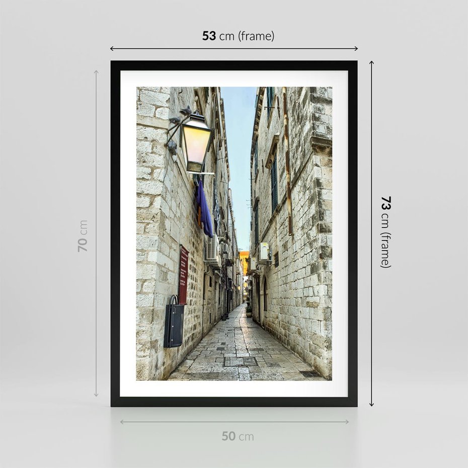 Plakat w ramie 50x70 - Urok Włoskiej Uliczki - włoska, uliczka - rama czarna
