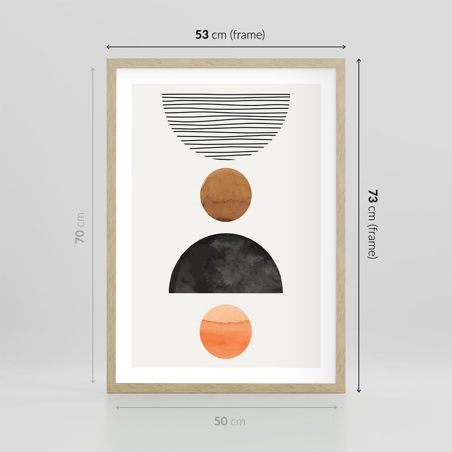 Plakat w ramie 50x70 - Geometryczna Przygoda - nowoczesna grafika, geometria - rama drewno