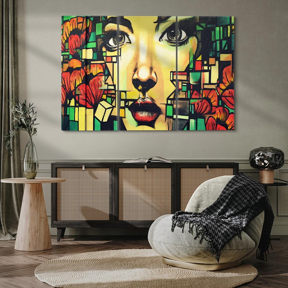 Obraz na płótnie 120x80 - Twarze na murze - twarz, graffiti