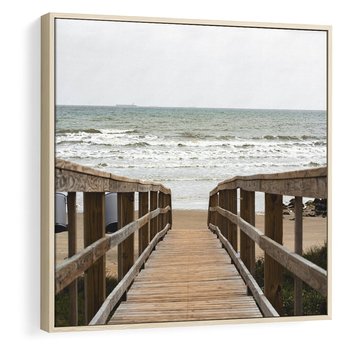 Obraz w ramie 80x80 - Morze i drewniany pomost - morze, pomost - rama drewno