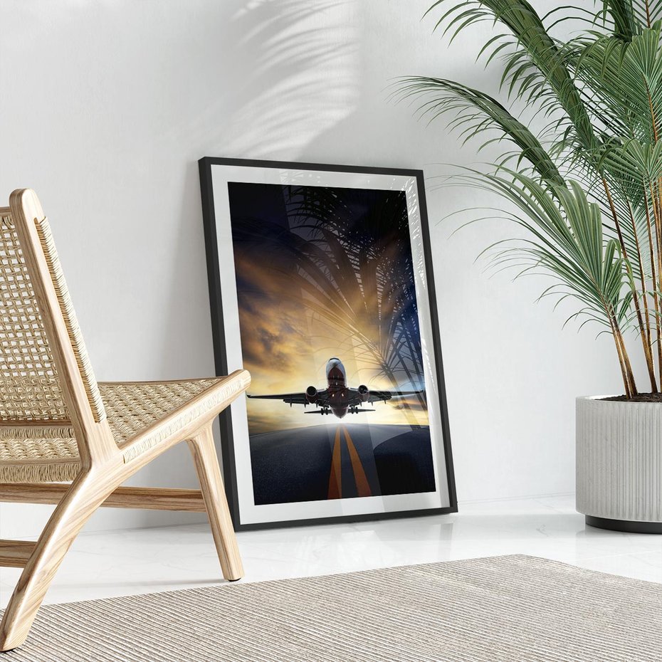 Plakat bez ramy 30x40 - Podróż samolotem w pejzaż - samolot, podróż