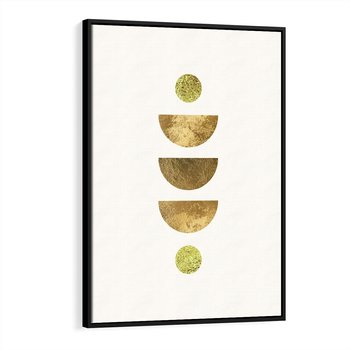 Obraz w ramie 50x70 - Harmonijne Odbicia - geometryczne złote kształty, tekstura - rama czarna