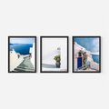 Zestaw obrazy w ramie 30x40 galeria - Santorini, białe, domki, morze - rama czarna