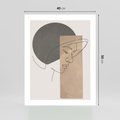 Plakat bez ramy 40x50 - Jedną Linią: Kobieca Twarz - abstrakcja, plamy w tle