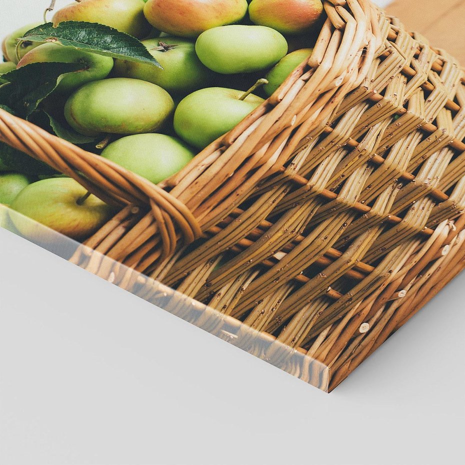 Obraz na płótnie 100x70 - Koszyk Jabłek - Świeżo Zbierane - koszyk, jabłka