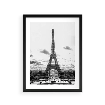 Plakat w ramie 40x50 - Wieża Eiffla - czarno białe zdjecie, wieża eiffla - rama czarna