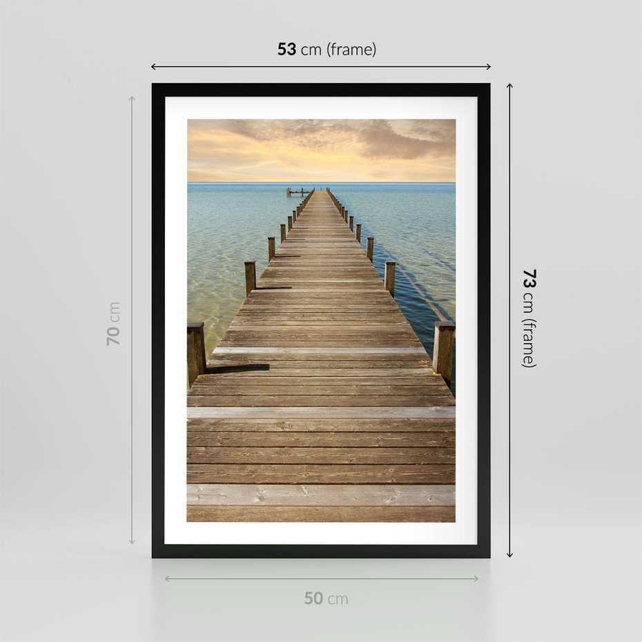 Plakat w ramie 50x70 - Pomost ku morzu - pomost, morze - rama czarna