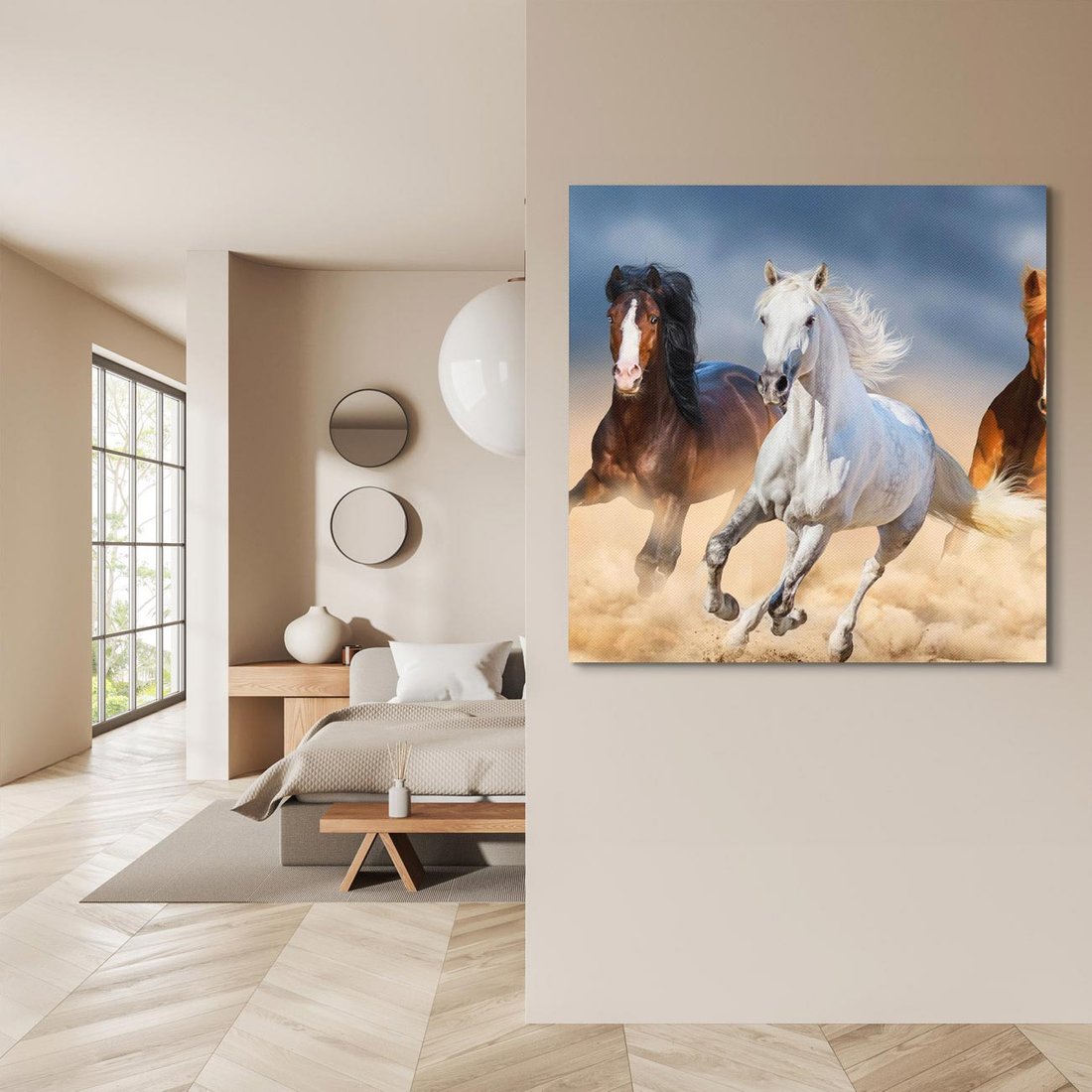 Obraz na płótnie 50x50 - Siła i elegancja - konie, galop