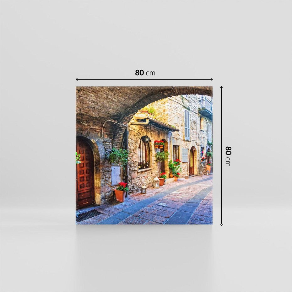 Obraz na płótnie 80x80 - Kwiecista uliczka - uliczka, miasto