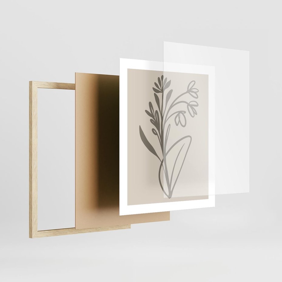 Plakat w ramie 40x50 - Kwiatowe Spektrum - nowoczesny plakat, subtelna sztuka - rama drewno