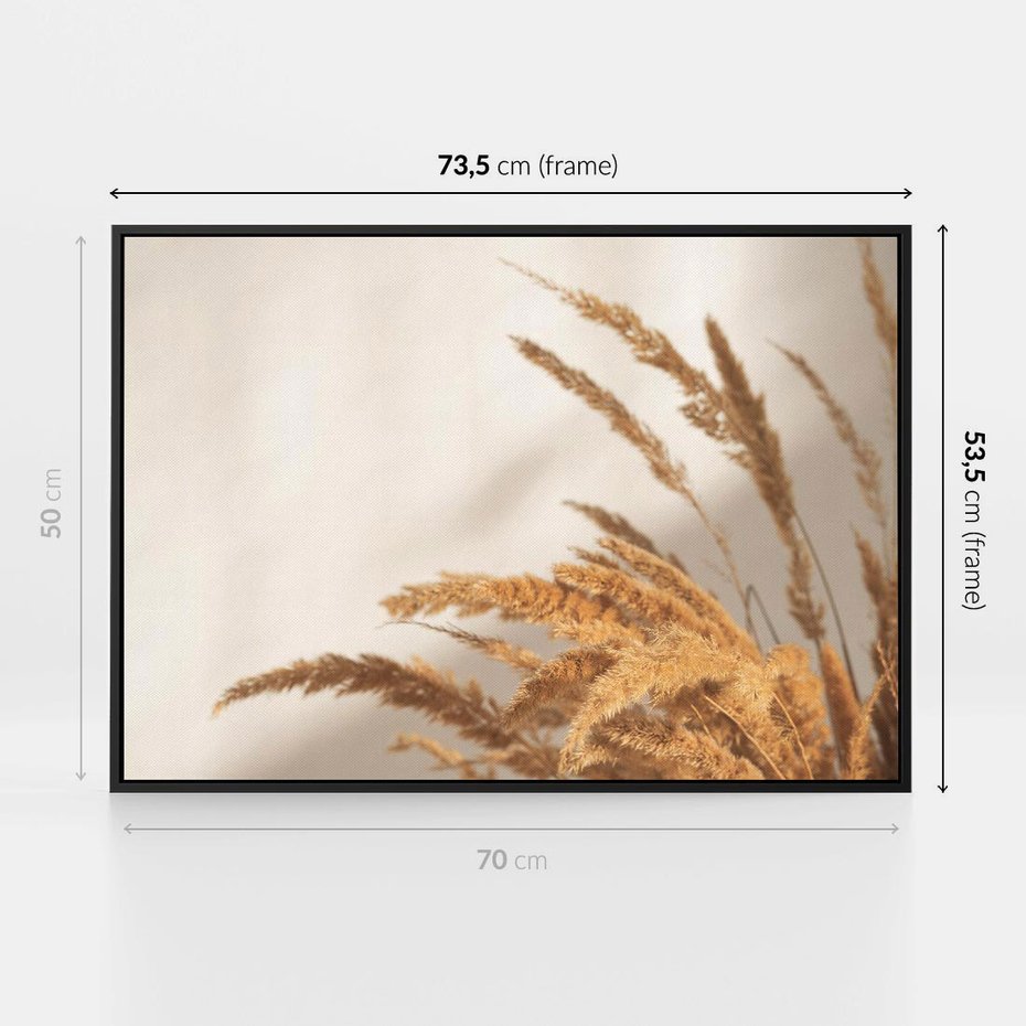 Obraz w ramie 70x50 - Swobodne trawy boho - boho, suche - rama czarna