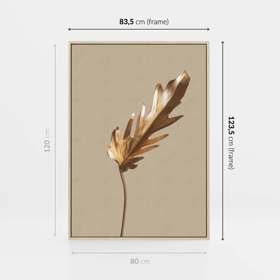 Obraz w ramie 80x120 - Piękno w Detalu - złoty, liść - rama drewno