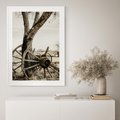 Plakat w ramie 30x40 - Rustykalna Tradycja - koło starego wozu, rustykalny styl - rama biała