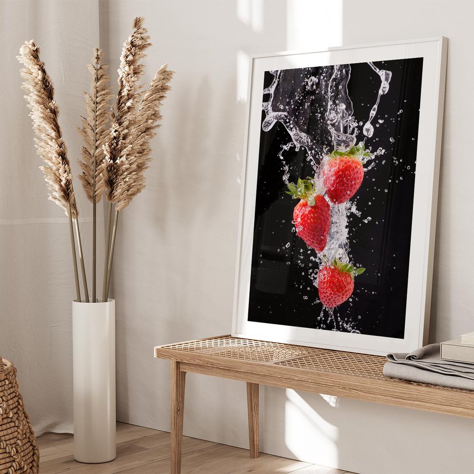 Plakat bez ramy 40x50 - Słodki urok truskawek - truskawki, owoce