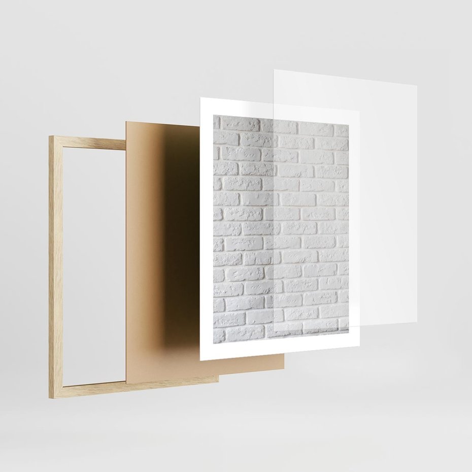 Plakat w ramie 40x50 - Wymiarowa Struktura - ściana, cegła - rama drewno
