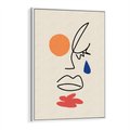 Obraz w ramie 80x120 - Impresje Plam - abstrakcyjny obraz, przypomina twarz - rama biała