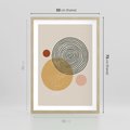 Plakat w ramie 50x70 - Boho Światło - abstrakcyjna sztuka, boho kształty - rama drewno