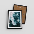 Plakat w ramie 30x40 - Fale w Odcieniach Turkusu - ocean, fale - rama czarna