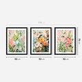 Zestaw obrazy w ramie 50x70 galeria - kwiaty, akwarela, pastele, liście - rama czarna