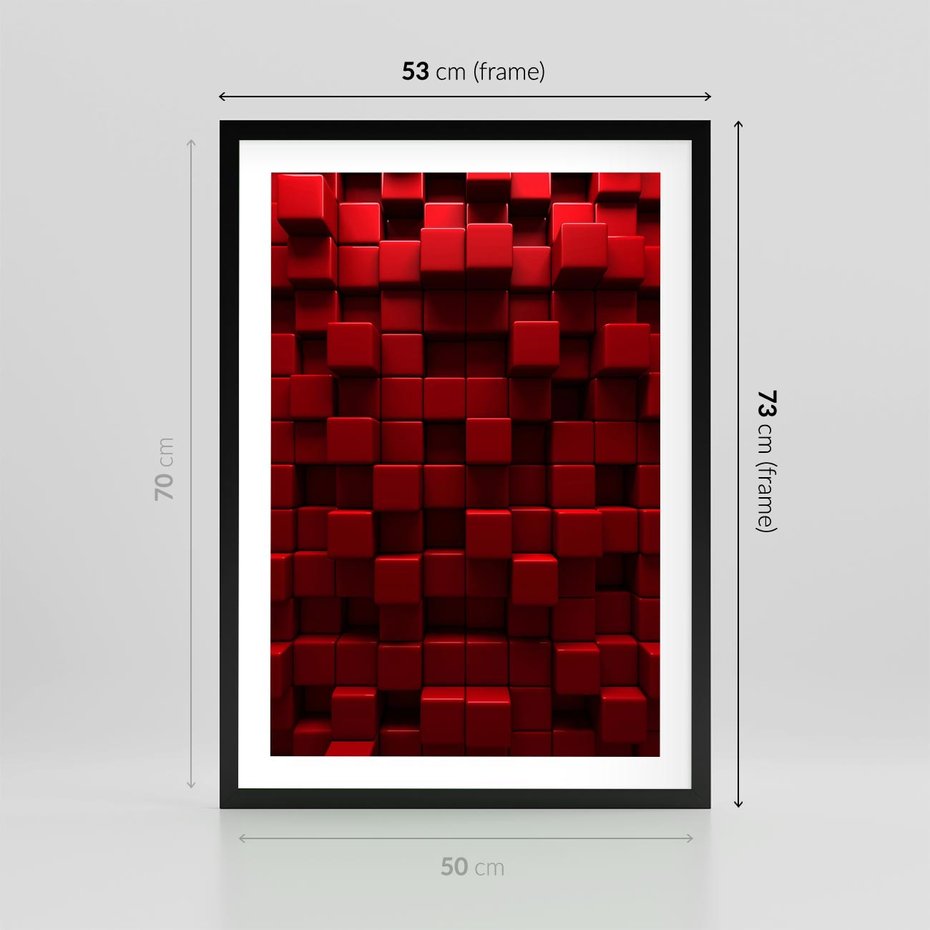 Plakat w ramie 50x70 - Geometryczne 3D: wizja przestrzeni - geometryczne, 3D - rama czarna