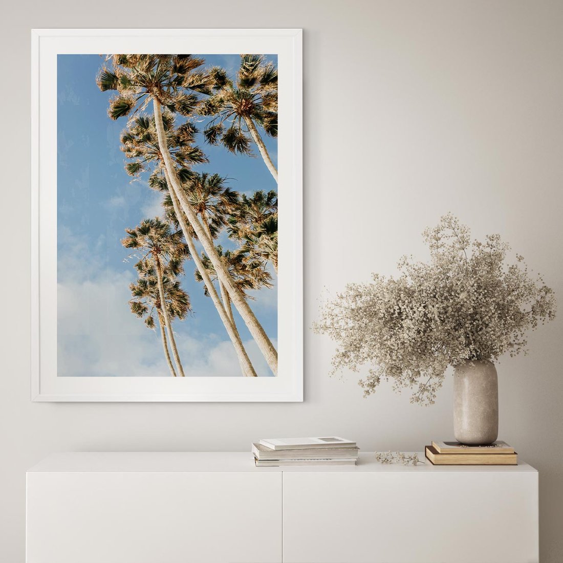 Plakat bez ramy 40x50 - Pod Niebem Palmy - palmy na niebieskim niebie